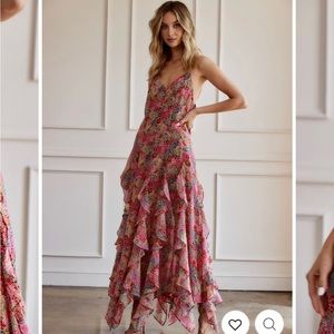 Lila Pink Floral Maxi Dress